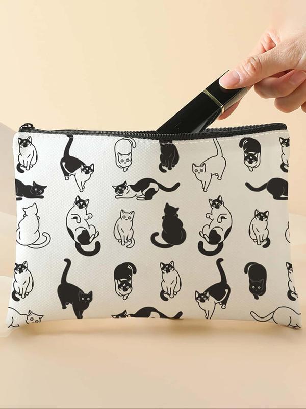 Cat Pattern Makeup Bag, Multi-functional Storage Bag, Travel Makeup Bag, Suitable for Leisure Travel, Business Trips