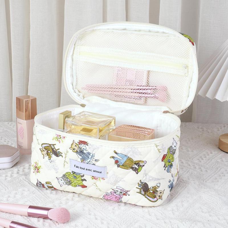 Cute Animal Pattern Cosmetic Storage Bag, 3 Counts set Large Capacity Travel Makeup Bag, Zipper Makeup Organizer Pouch, Versatile Storage Bag for Skincare