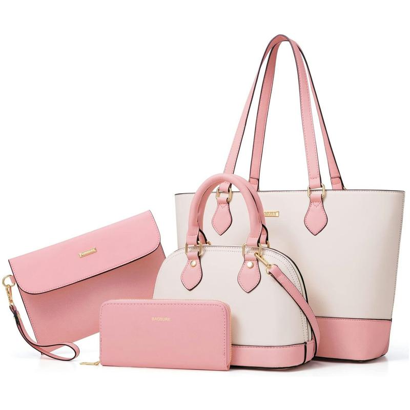 4PCS Women Fashion Handbags Purses Wallet Tote Shoulder Bags Casual Crossbody Bags, Best Valentine's Day Gift for Ladies Girls, Satchel Purse Set