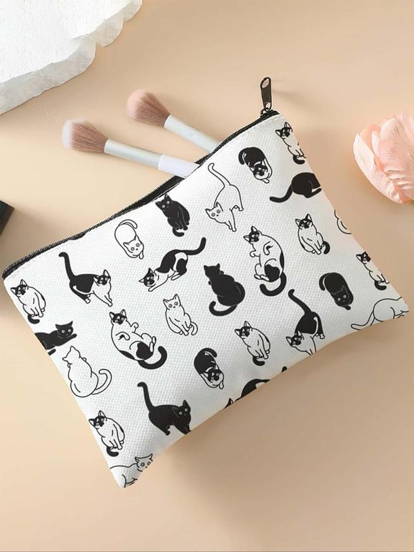 Cat Pattern Makeup Bag, Multi-functional Storage Bag, Travel Makeup Bag, Suitable for Leisure Travel, Business Trips