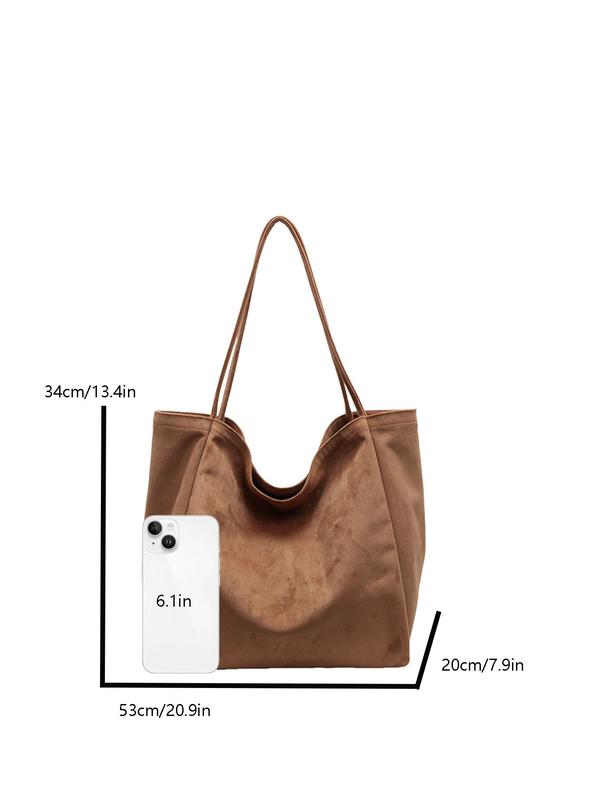 Women's Solid Color Tote Bag, Fashionable Large Capacity Shoulder Bag for Daily Used, Casual Trendy Versatile High-quality Daily Commuting Bag, Girl Fashionable Shopping Bag