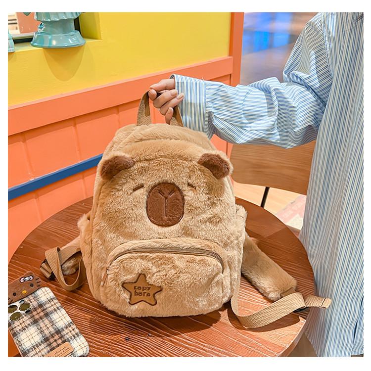 Small Capybara Backpack Multifunction Plush Bookbag Capybara Durable Casual Bag