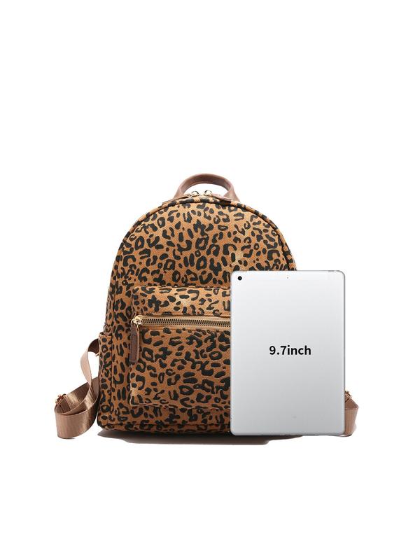 Fashion Leopard Pattern Backpack, Casual Versatile Backpack for Women & Men, Trendy All-match School Bag for Daily Use