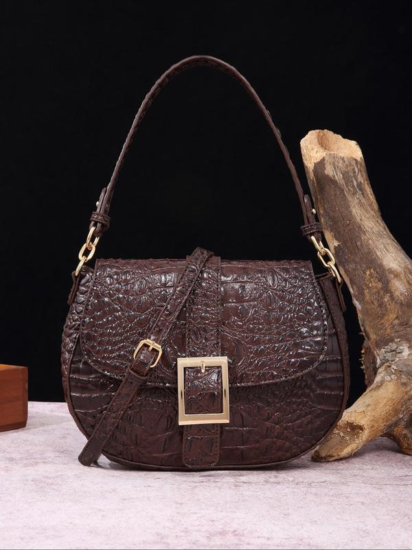 Women's Fashionable Crocodile Embossed Handbag, Casual Versatile Shoulder Bag for Daily Used, Trendy High-quality Daily Commuting Bag, Girl Fashionable Shopping Bag