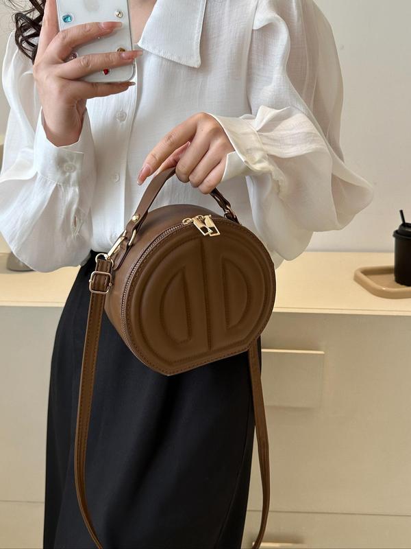 Minimalist Vintage Elegant Quilted Handbag for Women, 2024 New Trendy Retro Round Shaped Crossbody Bag, Simple All-match Bag As Birthday Gift for Girlfriend