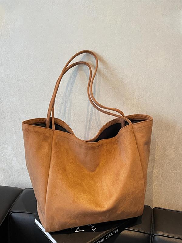 Women's Solid Color Tote Bag, Fashionable Large Capacity Shoulder Bag for Daily Used, Casual Trendy Versatile High-quality Daily Commuting Bag, Girl Fashionable Shopping Bag