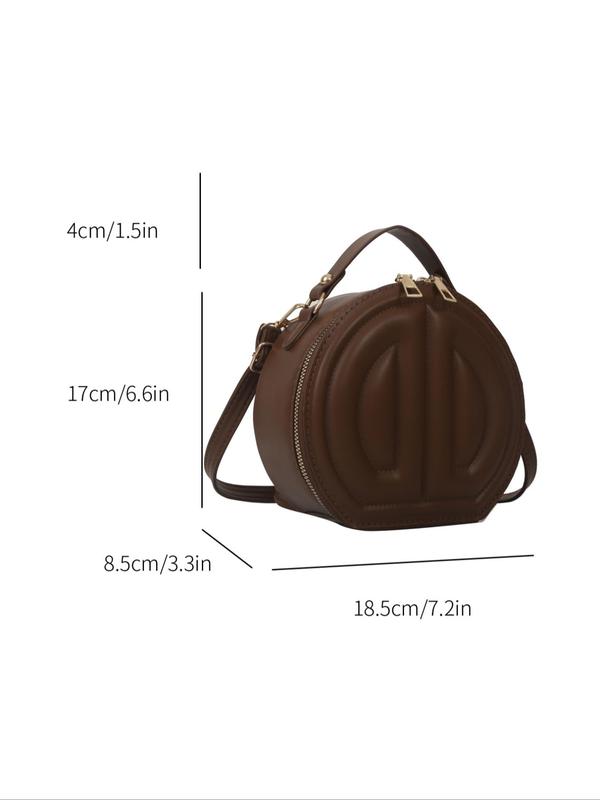 Minimalist Vintage Elegant Quilted Handbag for Women, 2024 New Trendy Retro Round Shaped Crossbody Bag, Simple All-match Bag As Birthday Gift for Girlfriend