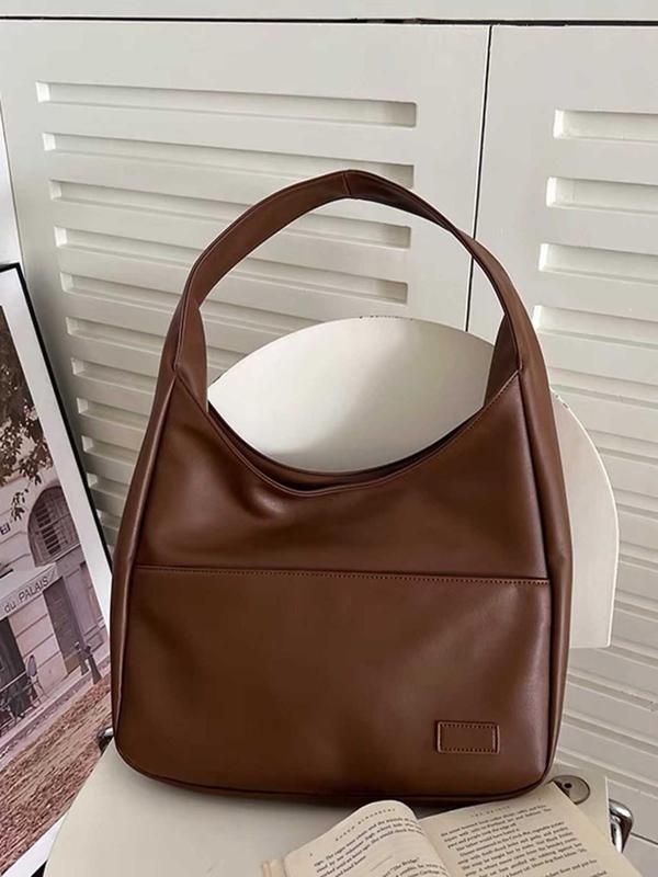 Women's Solid Color Shoulder Bag, Fashionable Large Capacity Tote Bag for Work & Daily Used, Casual Trendy Versatile High-quality Daily Commuting Bag