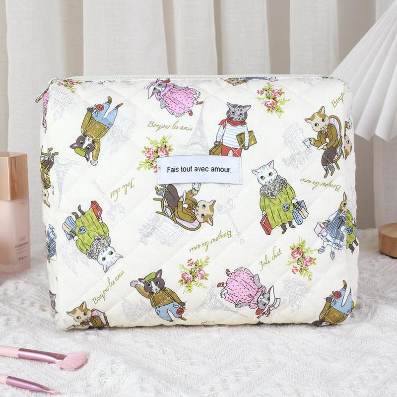 Cute Animal Pattern Cosmetic Storage Bag, 3 Counts set Large Capacity Travel Makeup Bag, Zipper Makeup Organizer Pouch, Versatile Storage Bag for Skincare