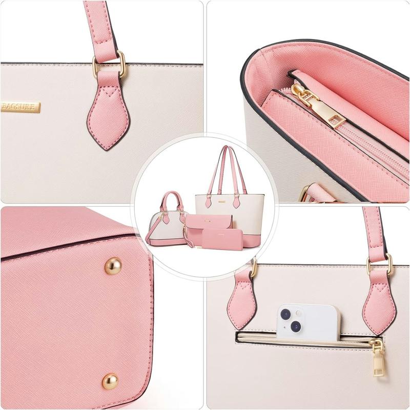 4PCS Women Fashion Handbags Purses Wallet Tote Shoulder Bags Casual Crossbody Bags, Best Valentine's Day Gift for Ladies Girls, Satchel Purse Set