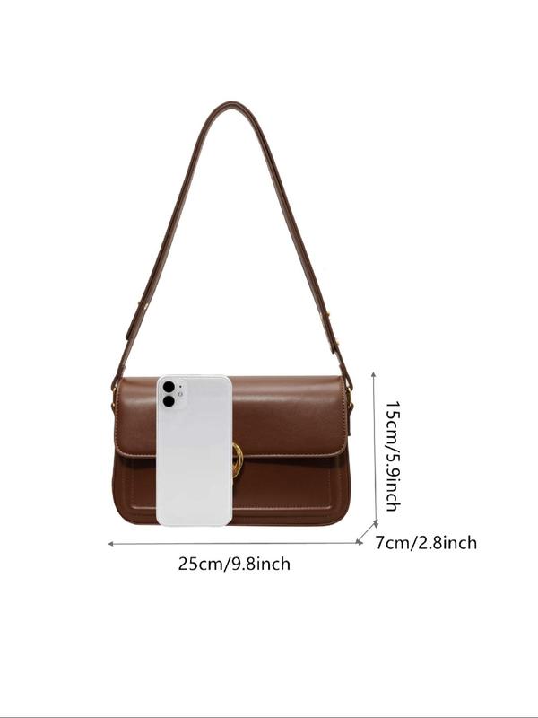 Women's Elegant Solid Color Shoulder Bag, Fashionable PU Leather Shoulder Bag for Daily Life, Casual Trendy Versatile Minimalist Commuting Bag