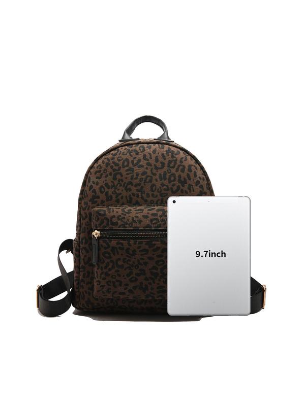 Fashion Leopard Pattern Backpack, Casual Versatile Backpack for Women & Men, Trendy All-match School Bag for Daily Use