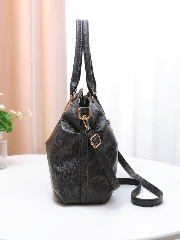 Summer 2024 Solid Color Tote Bag with Adjustable Strap, Women's Fashionable Large Capacity Shoulder Bag for Work & Daily Used, Casual Trendy Versatile High-quality Daily Commuting Bag