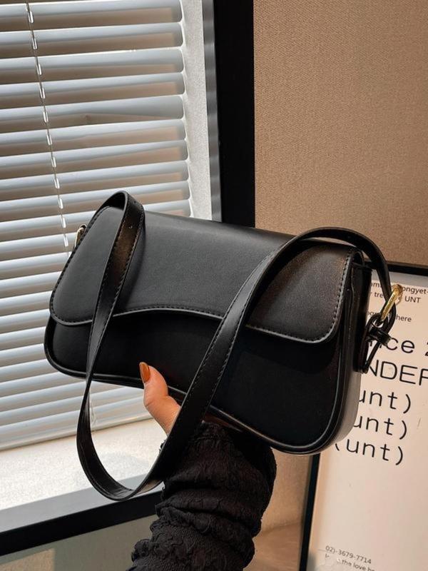 Women's Minimalist Solid Color Flap Square Bag, Fashionable PU Leather Shoulder Crossbody Bag for Daily, Shopping, Commuting, Date, Holiday, Back to School, Gift for Woman