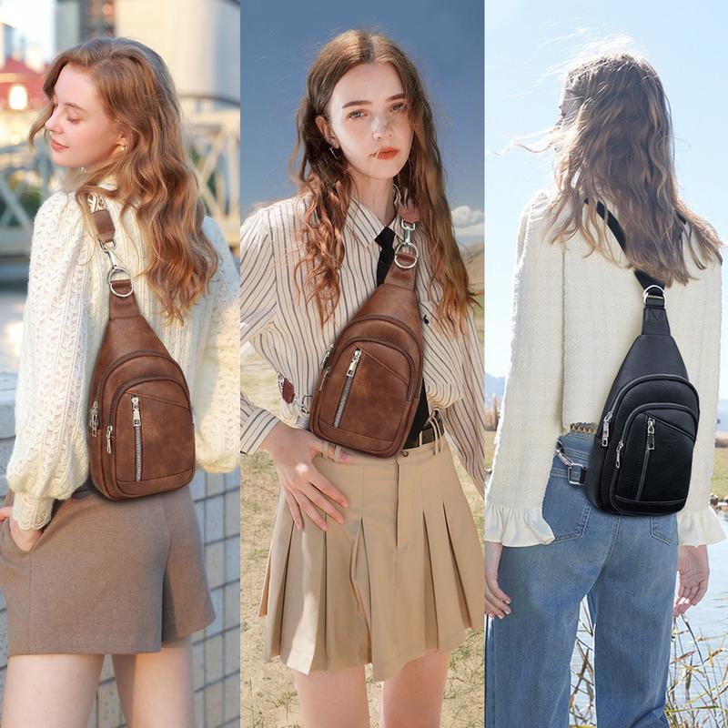 [BlackFriday Limited Hot Deal]  MYHOZEE Autumn Sling Bag Small Crossbody Backpack Purse - 2 in 1 Vegan Leather Cross Body Bag Fanny Pack with 2 Removable Strap Chest Shoulder Bag The Perfect Womens Minimalist Wallet for Travel and  Daily Use