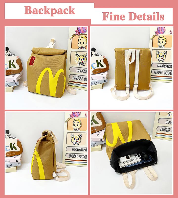 Cute Classic Retro Fashion Mcdonald's Backpack Canvas Crossbody Bag for Women Men School Travel Large Capacity Fashion Casual Gift