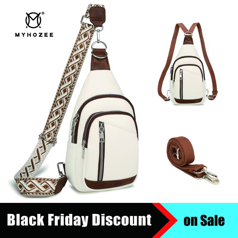 [BlackFriday Limited Hot Deal]  MYHOZEE Autumn Sling Bag Small Crossbody Backpack Purse - 2 in 1 Vegan Leather Cross Body Bag Fanny Pack with 2 Removable Strap Chest Shoulder Bag The Perfect Womens Minimalist Wallet for Travel and  Daily Use