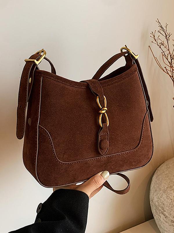 Women's Fashionable Solid Color Shoulder Bag, Casual Versatile Zipper Crossbody Bag for Daily Used, Trendy All-match Commuter Bag