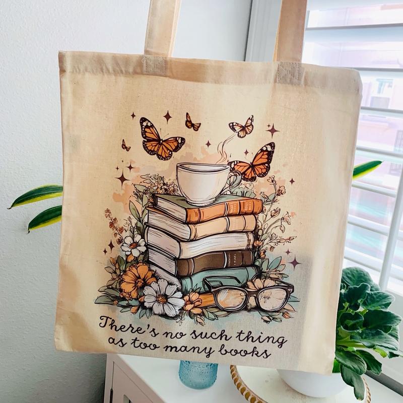 Floral book stack reader canvas Tote bag