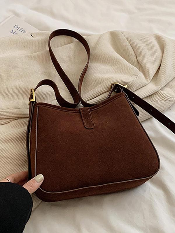 Women's Fashionable Solid Color Shoulder Bag, Casual Versatile Zipper Crossbody Bag for Daily Used, Trendy All-match Commuter Bag