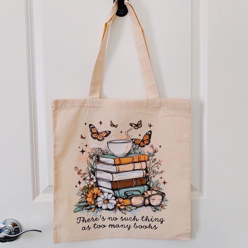 Floral book stack reader canvas Tote bag