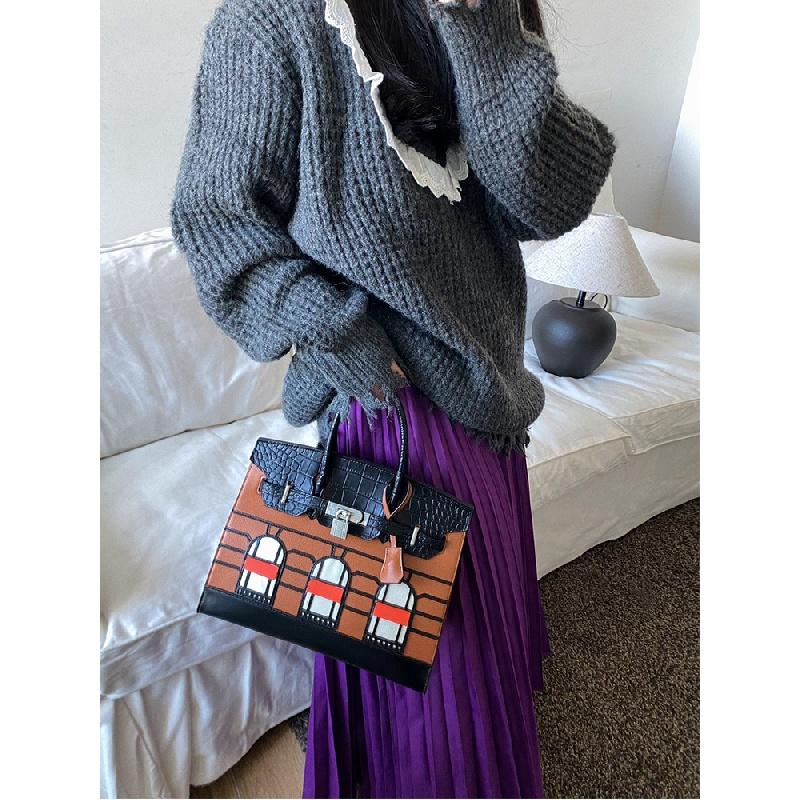 Small House Birkin Bag High-Grade Exquisite Handbag 2024 New Color Matching Crossbody Special-Interest Design Kelly Women's Bag