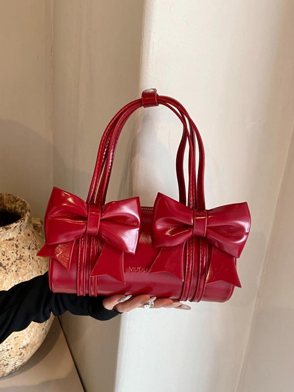 Women's Bowknot Design Handbag, Shoulder Bag, Crossbody Bag, Fashionable Solid Color Handbag for Daily Used, Casual Trendy Versatile High-quality Daily Commuting Bag