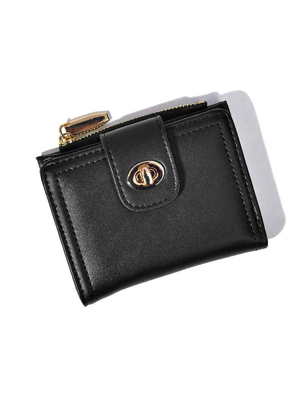 Women's Simple Plain Color Zipper Short Wallet, Multi-function Pu Leather Card Holder for Women & Girls, Casual Trendy Versatile High-quality Daily Money Saving Wallet