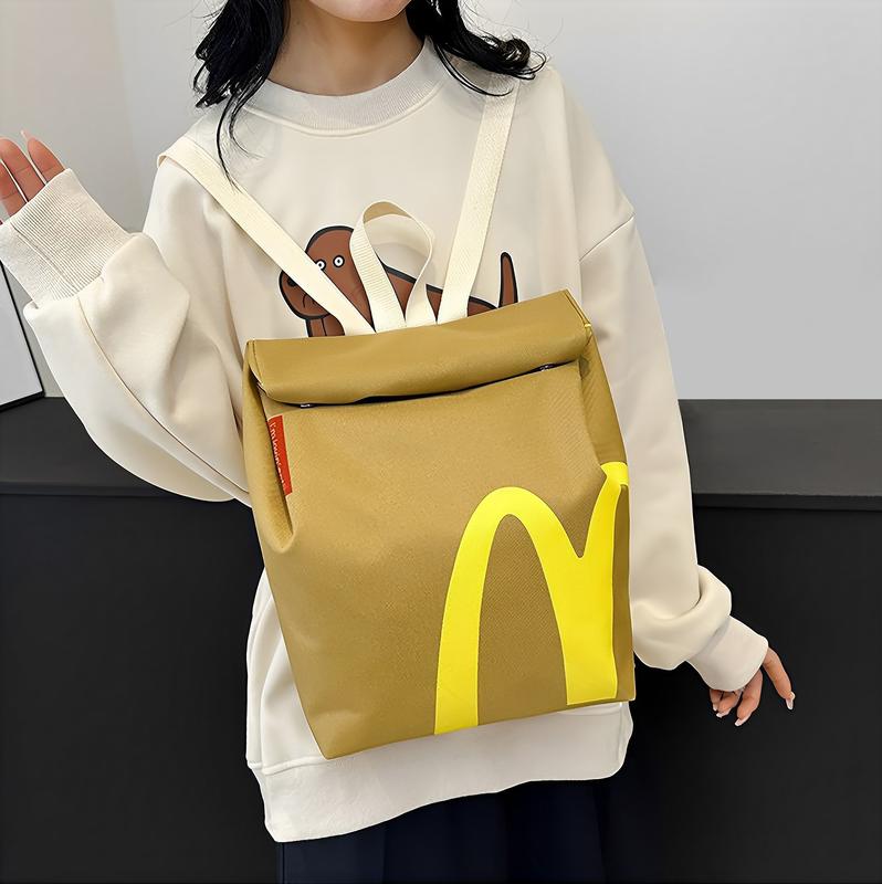 Cute Classic Retro Fashion Mcdonald's Backpack Canvas Crossbody Bag for Women Men School Travel Large Capacity Fashion Casual Gift