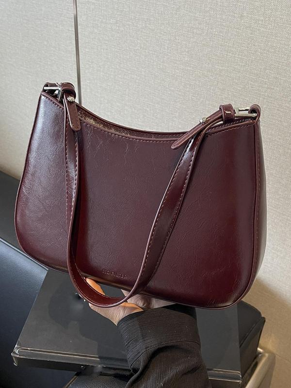 Women's Elegant Solid Color Crossbody Bag, Fashionable PU Leather Shoulder Bag for Daily Used, Casual Trendy Versatile High-quality Daily Commuting Bag