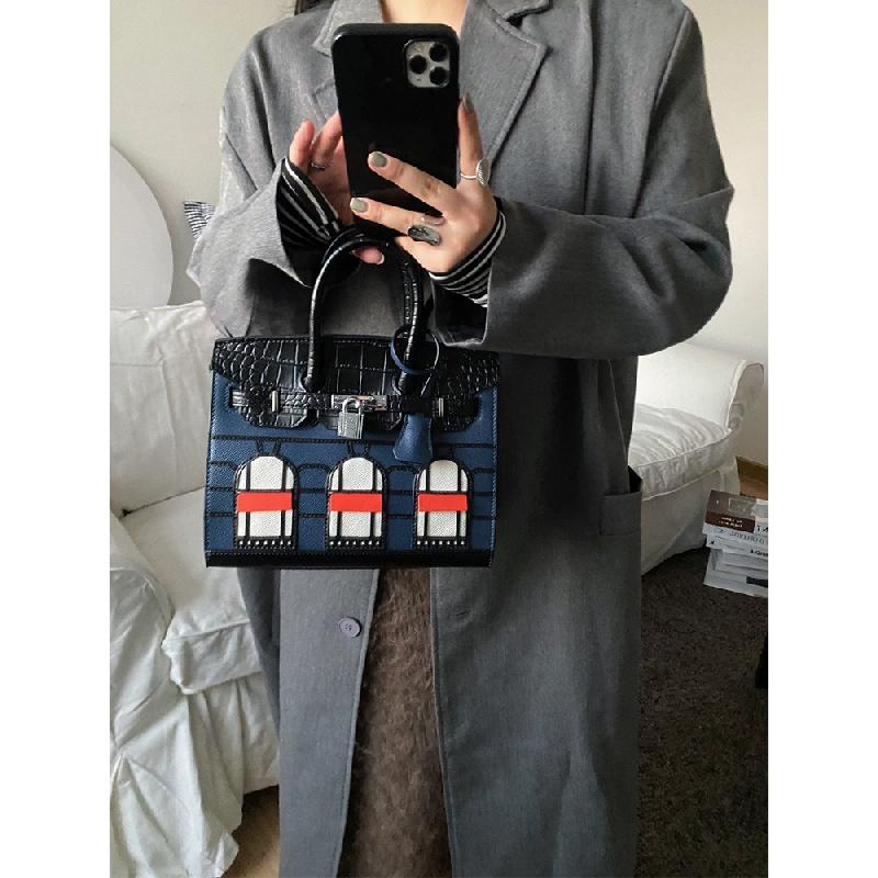 Small House Birkin Bag High-Grade Exquisite Handbag 2024 New Color Matching Crossbody Special-Interest Design Kelly Women's Bag