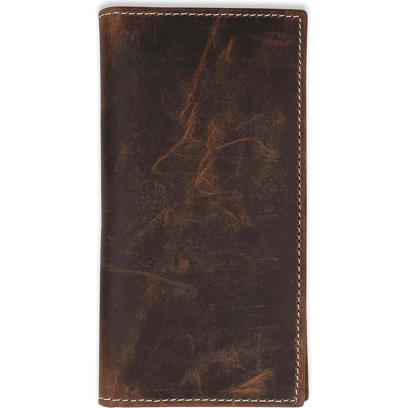 Men's RFID Vintage Look premium Genuine Leather Long Bifold Wallet Checkbook Wallets,buffalo vintage leather