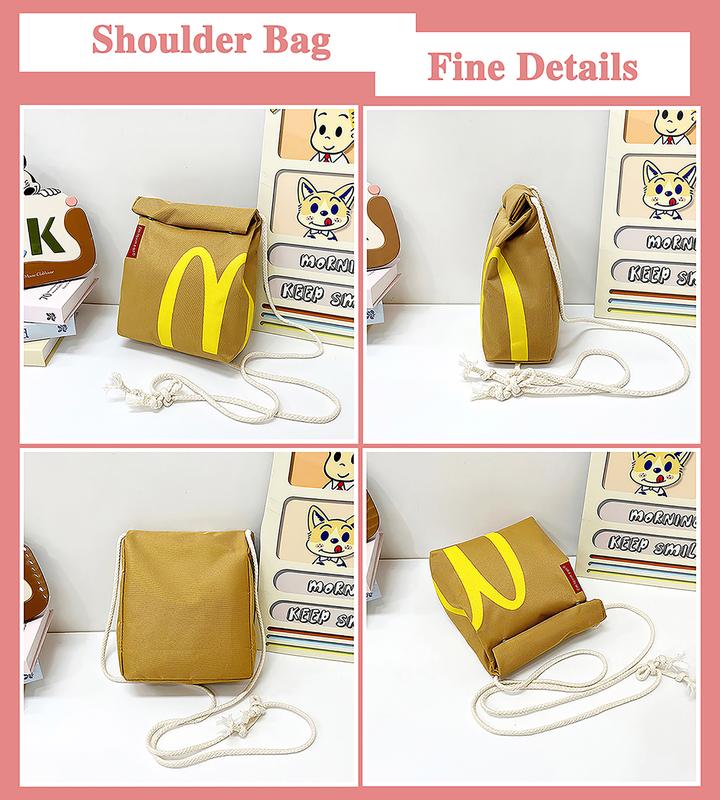 Cute Classic Retro Fashion Mcdonald's Backpack Canvas Crossbody Bag for Women Men School Travel Large Capacity Fashion Casual Gift