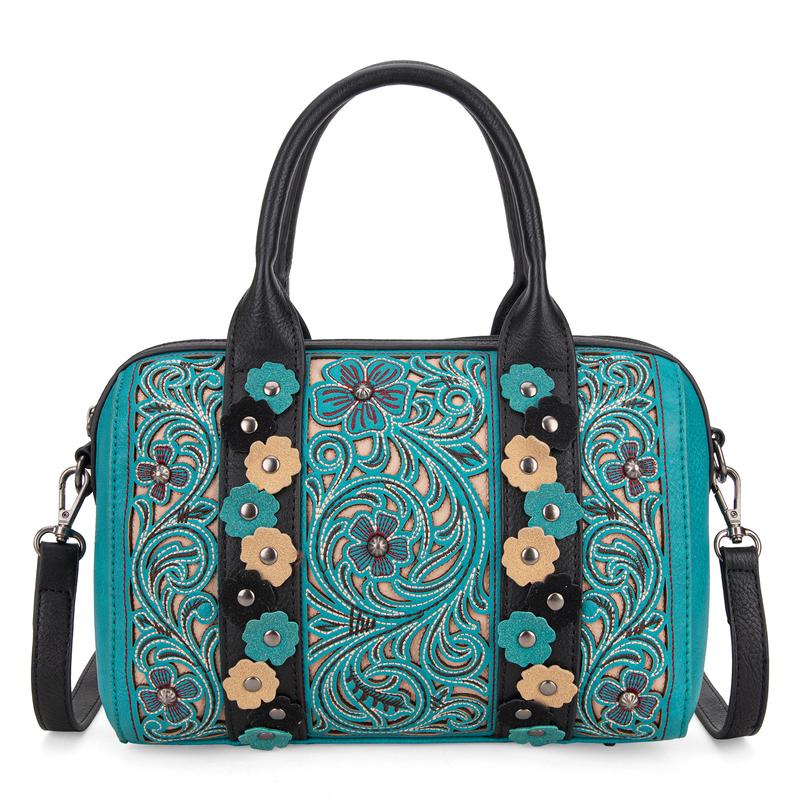 Montana West [MegaLive] Embroidered Floral Crossbody Bag Satchel Handbag for camping Outing