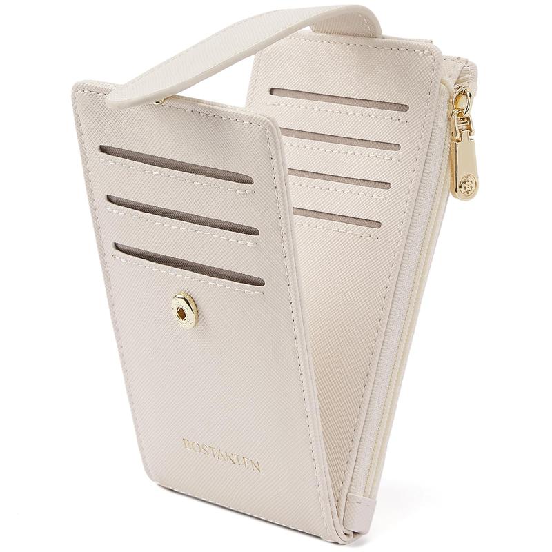 BOSTANTEN Slim Wallet Women RFID Blocking Card Holder Leather Bifold Wallet with Zipper Pocket