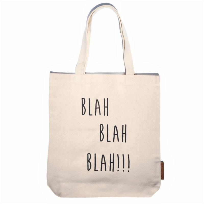 Blah blah blah 100% cotton, 12oz natural canvas tote bag. Ideal for a market bag, handbag, beach bag, shopping bag, grocery bag, library bag