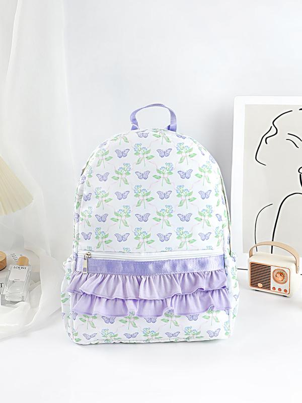 Fashion All Over Print Dress Pattern Backpack, Casual Lightweight Backpack for Women & Girls, Versatile Trendy Backpack for School & Travel & Daily Use