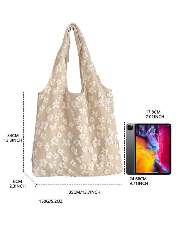 Women's Summer Floral Pattern Tote Bag, Fashionable Large Capacity Shoulder Bag, Everything Tote Bag for Daily Used