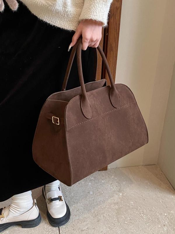 Women's Solid Color Simple  Handbag, Large Capacity Luxury Handbag, Casual and Fashionable Multifunctional High-quality Daily Commuting Bag