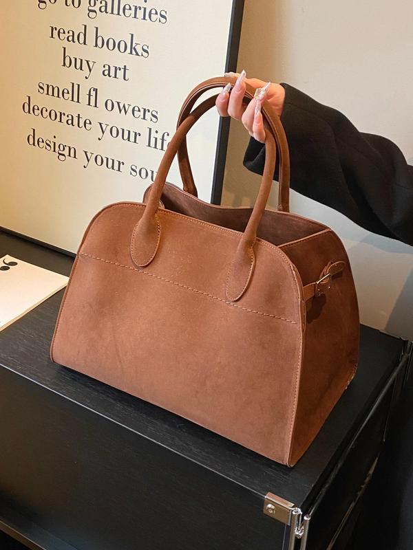 Women's Solid Color Simple  Handbag, Large Capacity Luxury Handbag, Casual and Fashionable Multifunctional High-quality Daily Commuting Bag