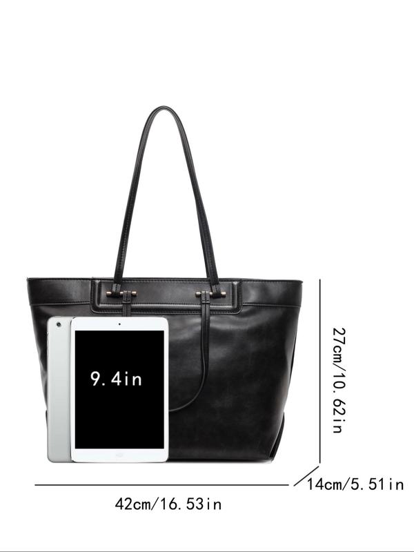 Women's Elegant Solid Color Tote Bag, Fashionable Large Capacity Shoulder Bag for Work & Daily Used, Casual Trendy Versatile High-quality Daily Commuting Bag