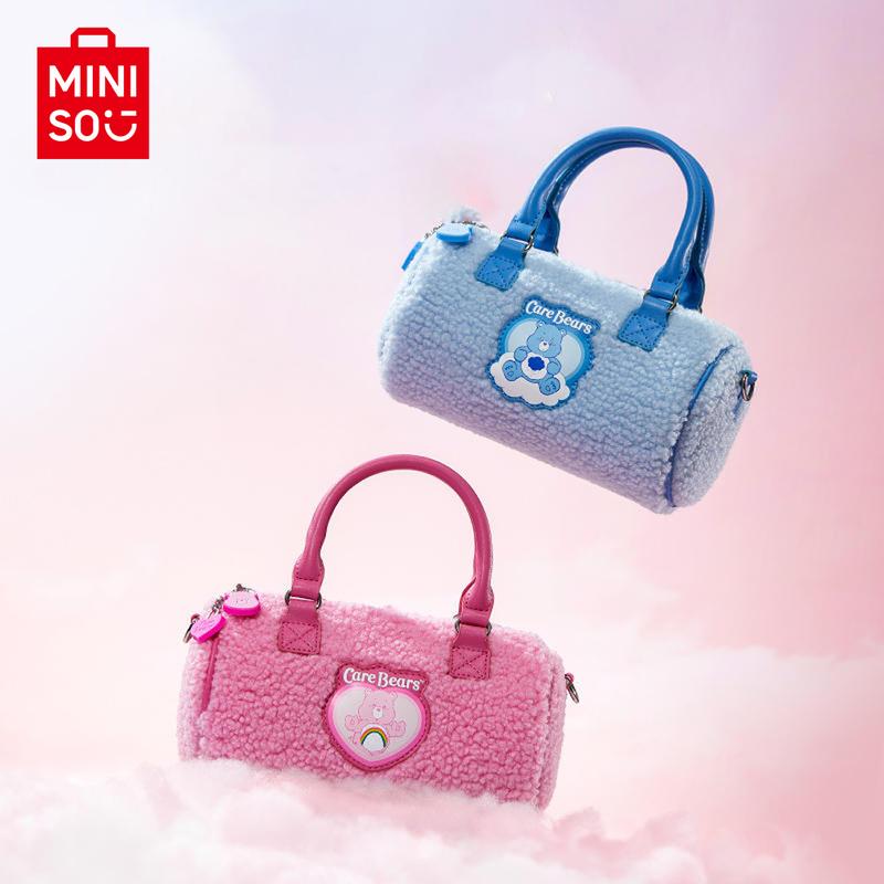 MINISO Care Bears Boston Bag Crossbody Bag For Women Handbag Shoulder Bag New Style Blue Pink Care Bear Powder Park Series