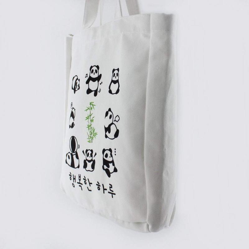 Panda Tote Bag White Flannel Fabric Kpop Women Tote Bag