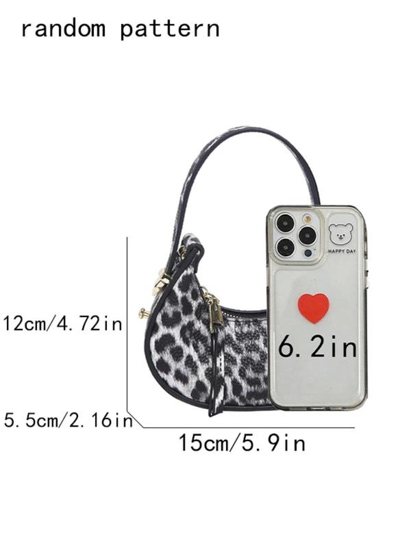 Fashion Leopard Print Half Moon Bag, Elegant Zipper Design Handbag for Women, Casual Trendy Versatile High-quality Daily Commuting Bag