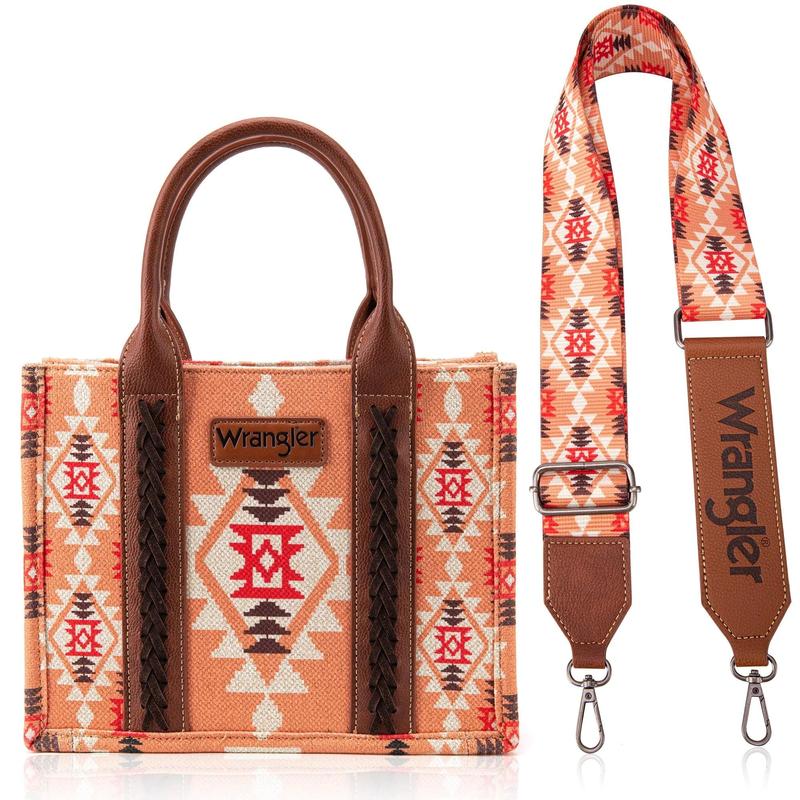 Wrangler Southwestern Dual Sided Print Small Canvas Tote Crossbody