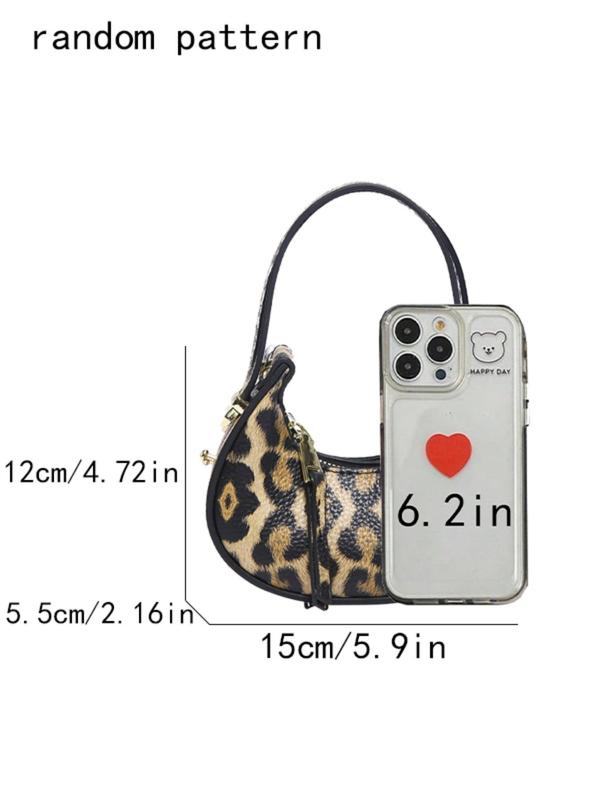 Fashion Leopard Print Half Moon Bag, Elegant Zipper Design Handbag for Women, Casual Trendy Versatile High-quality Daily Commuting Bag