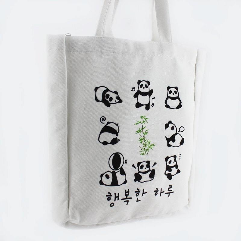 Panda Tote Bag White Flannel Fabric Kpop Women Tote Bag