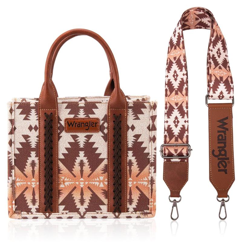 Wrangler Southwestern Dual Sided Print Small Canvas Tote Crossbody