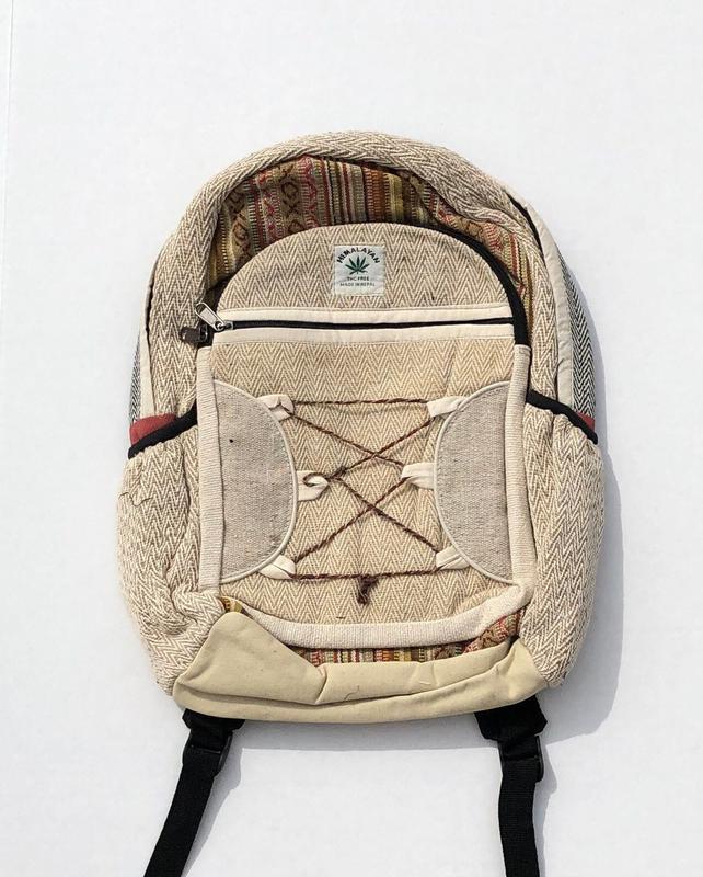 Hemp Backpack (natural), with Lap Top Compartment, handmade bag in Nepal