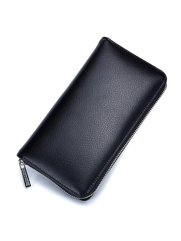 Men's Minimalist Solid Color Long Wallet Clutch, Large Capacity Multi-functional Card Holder, Casual Trendy Versatile High-quality Daily Wallet